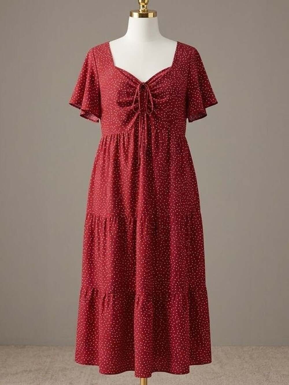 BloomChic Plus Size 3X 22-24 Red Polka Dot Ruffle Hem Dress with Pockets